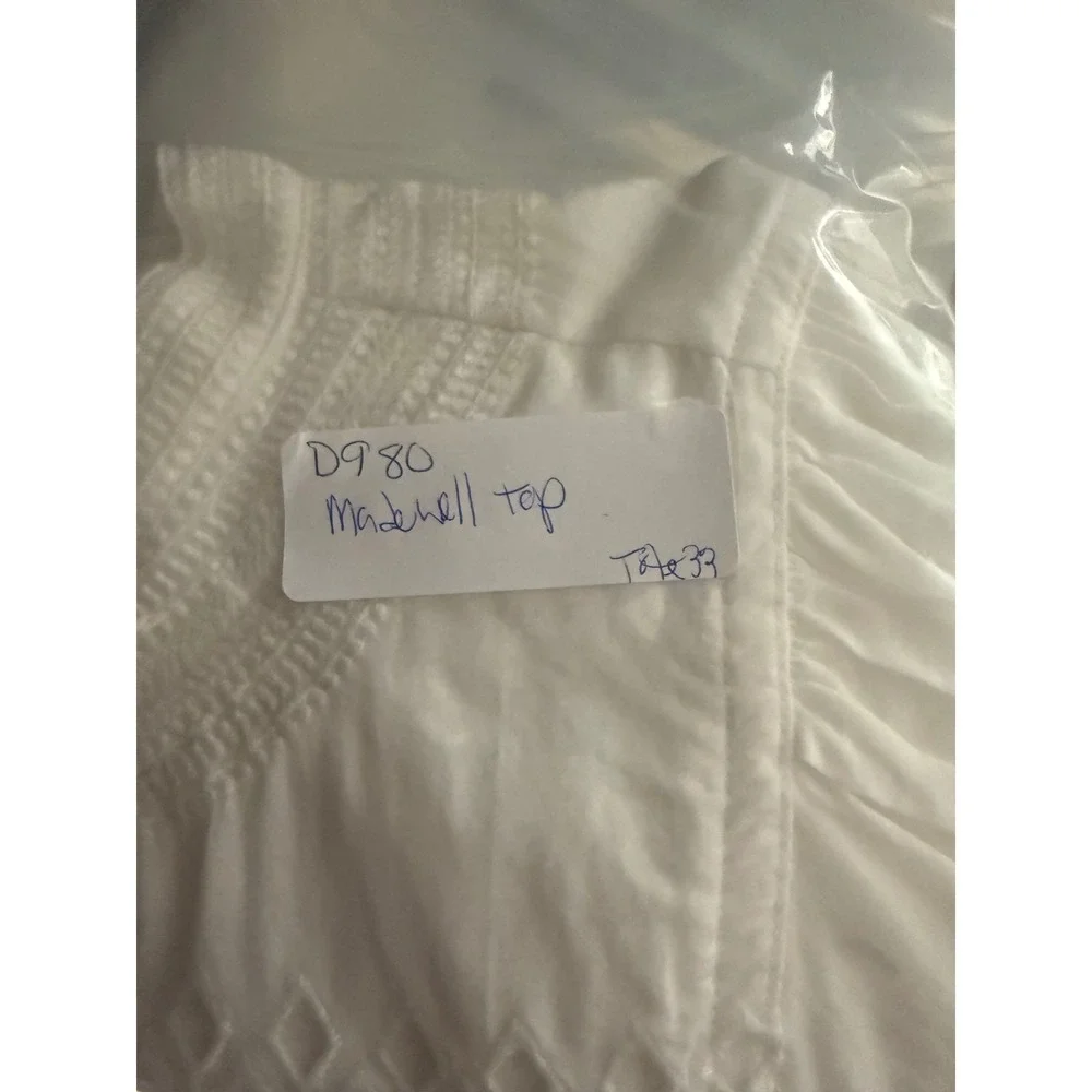 Madewell Eyelet Smocked Blouse Womens 2 White NWT Boho Puff Sleeve NW062